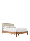 west elm Miles Wood & Upholstered Bed Frame, King Size, Twill Sand/Toasted Oak