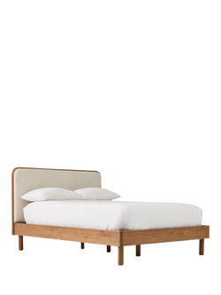 West Elm Miles Wood & Upholstered Bed Frame, Super King Size, Twill Sand/Toasted Oak, Natural Natural