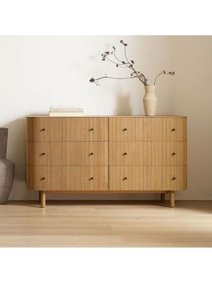 west elm Ellington 6 Drawer Chest of Drawers, Oak Veneer - view 2, Natural Oatmeal