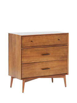 west elm Mid-Century Wood 3 Drawer Chest, Acorn, Natural Natural