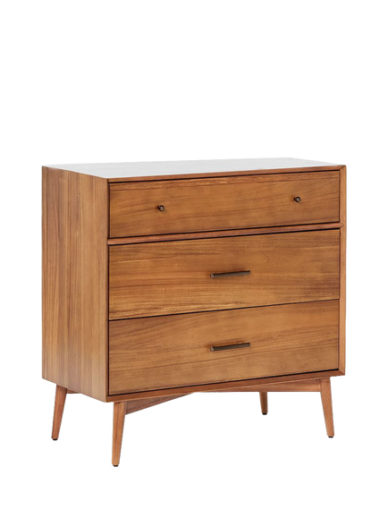 west elm Mid-Century Wood 3 Drawer Chest, Acorn, Natural Natural