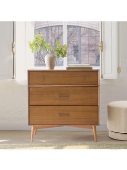 west elm Mid-Century Wood 3 Drawer Chest, Acorn - view 2, Natural Natural