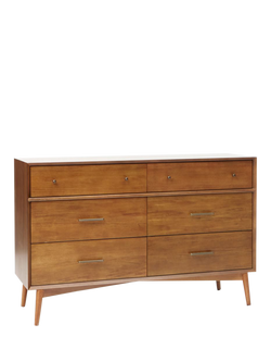west elm Mid-Century Wood 6 Drawer Chest of Drawers, Acorn, Natural Oatmeal