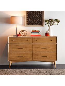 west elm Mid-Century Wood 6 Drawer Chest of Drawers, Acorn - view 2, Natural Oatmeal