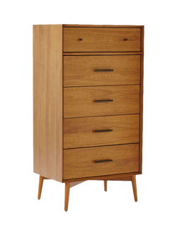 west elm Mid-Century Wood 5 Drawer Chest, Acorn, Natural Natural
