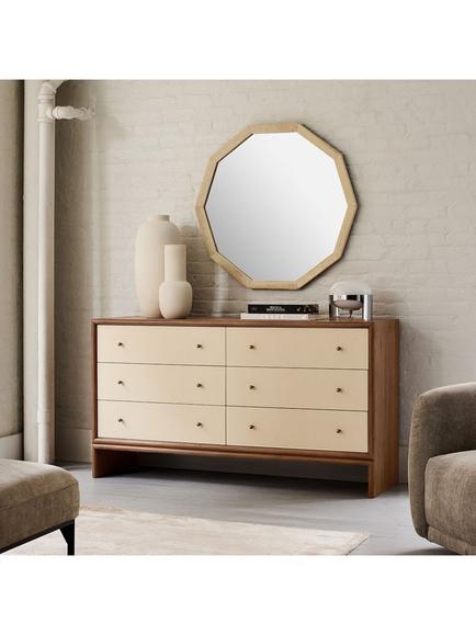 west elm Miles 6 Drawer Chest, Ivory Lacquer/Toasted Oak - view 2, Natural Natural
