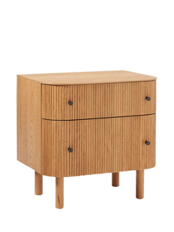 west elm Ellington 2 Drawer Bedside Table, Oak Veneer, Natural Natural