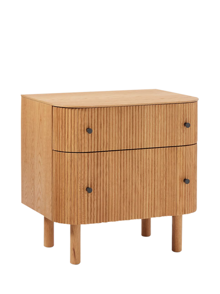 west elm Ellington 2 Drawer Bedside Table, Oak Veneer, Natural Natural