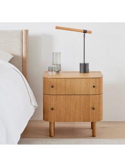 west elm Ellington 2 Drawer Bedside Table, Oak Veneer - view 2, Natural Natural