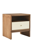 west elm Miles Bedside Table, Ivory Lacquer, Toasted Oak