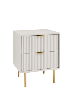 west elm Quinn 2 Drawer Bedside Table, Haze, Black Black