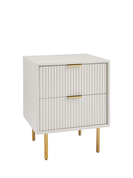 west elm Quinn 2 Drawer Bedside Table, Haze, Black Black