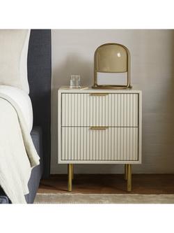 west elm Quinn 2 Drawer Bedside Table, Haze - view 2, Black Black