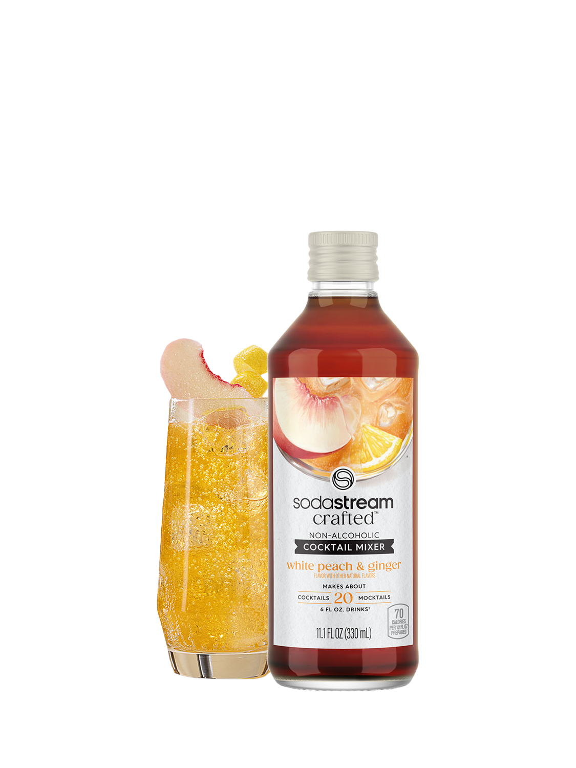 SodaStream White Peach & Ginger Crafted Non-Alcoholic Cocktail Mixer, 330ml