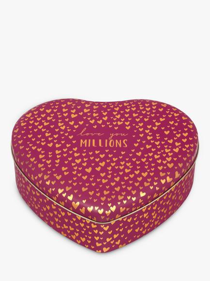 Sara Miller Little Gestures 'Love You Millions' Large Heart Tin Caddy, 4.8L, Pink, 