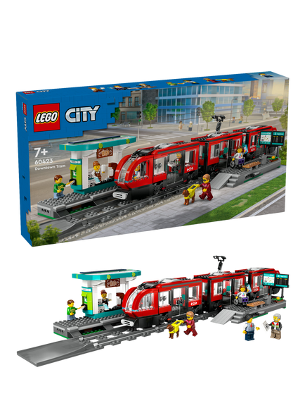 LEGO City Downtown Tram and Station Building Toy Set 60423, Multi