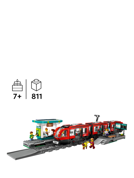 LEGO City Downtown Tram and Station Building Toy Set 60423 - view 2, Multi