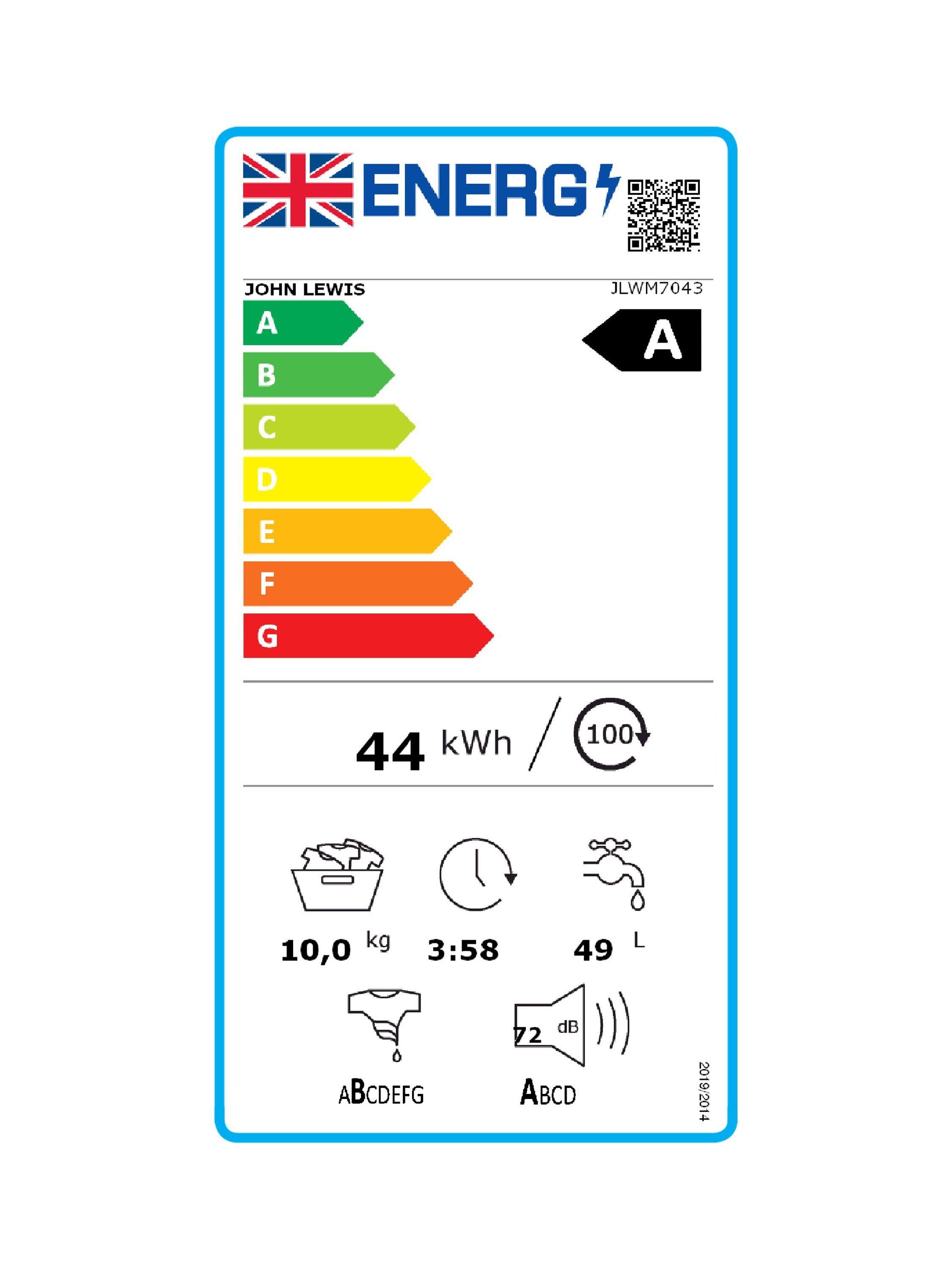 This item is rated A for energy efficiency on a scale from A (most efficient) to G (least efficient).