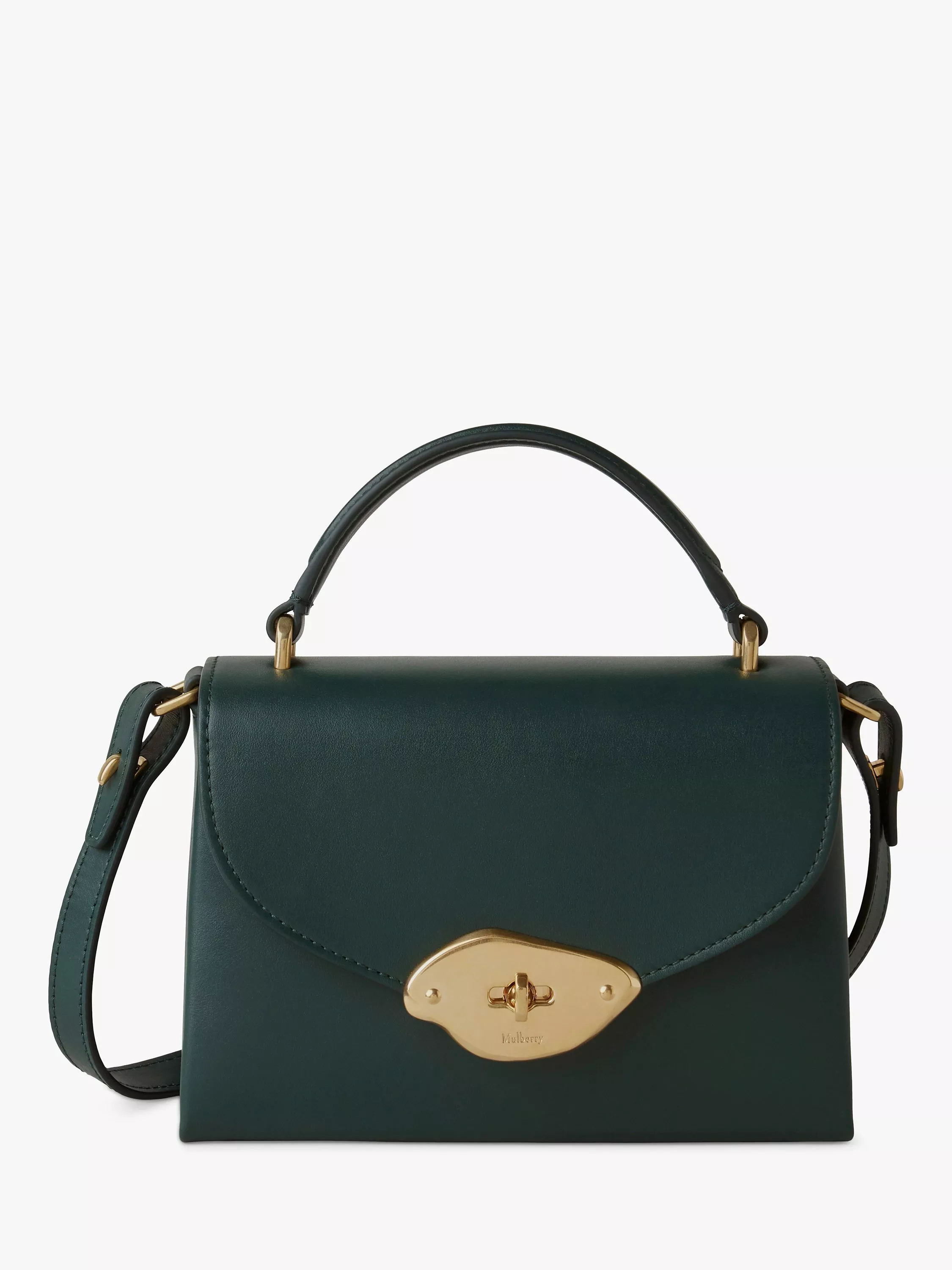 Mulberry Small Lana Gloss Leather Top Handle Bag Mulberry Green