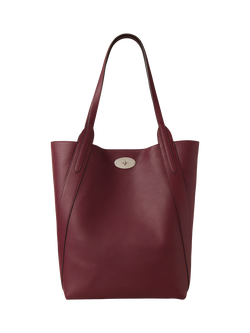 Mulberry North South Bayswater Heavy Grain Leather Tote Bag, Black Cherry