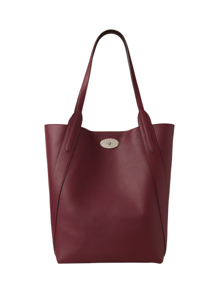 Mulberry North South Bayswater Heavy Grain Leather Tote Bag, Black Cherry