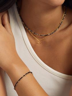 Astley Clarke 18ct Gold Gemstone Biography Bracelet - view 2, Black Spinel