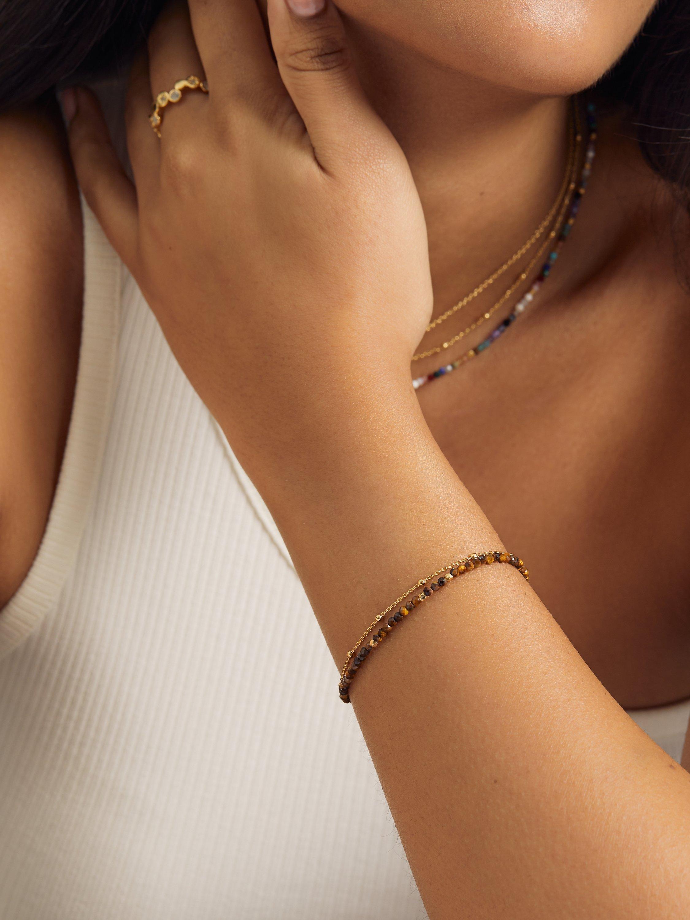 Product image 2 of 2, which shows Astley Clarke 18ct Gold Gemstone Biography Bracelet, Tiger's Eye
