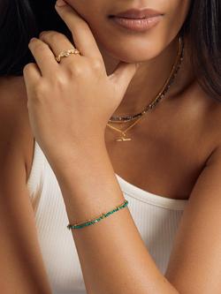 Astley Clarke 18ct Gold Gemstone Biography Bracelet - view 2, Malachite