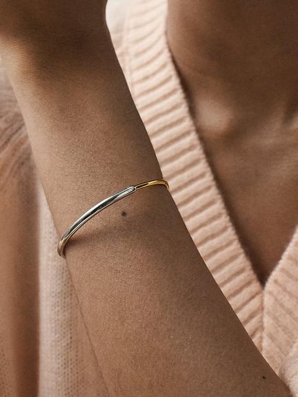 Astley Clarke Two Tone Bangle Bracelet, Silver/Gold - view 2, Silver/Gold