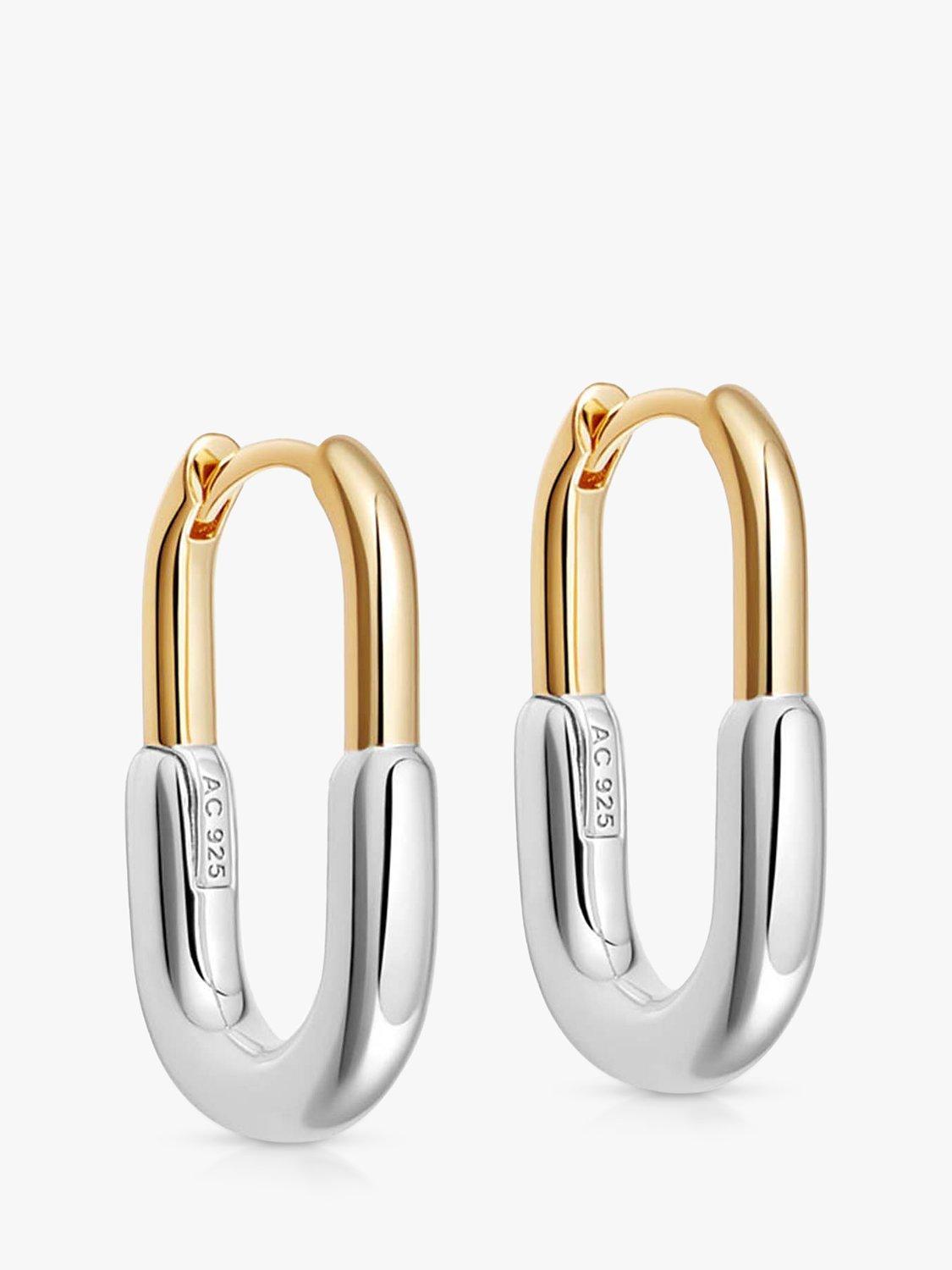 Product image 1 of 2, which shows Astley Clarke Aurora U-Shape Hoop Earrings, Gold/Silver