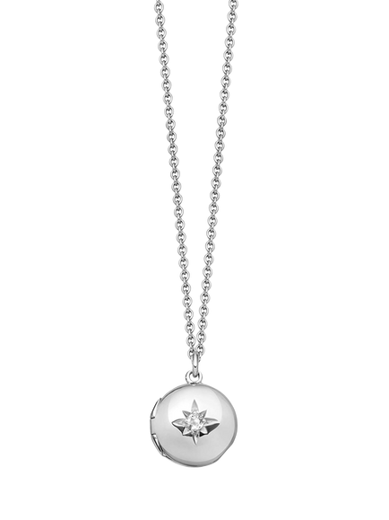 Astley Clarke Biography Mini Locket Necklace, Silver, 