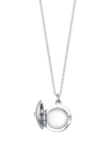 Astley Clarke Biography Mini Locket Necklace, Silver - view 2, 