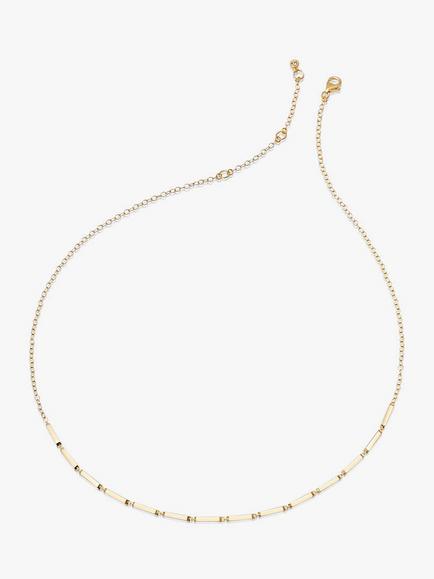Astley Clarke Beaded and Flat Link Chain Necklace, Gold - view 2, 