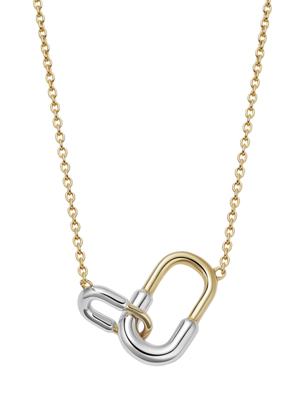 Astley Clarke Aurora U-Hoop Link 18ct Yellow Gold & Sterling Silver Pendant Necklace, 
