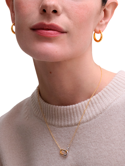 Astley Clarke Aurora U-Hoop Link 18ct Yellow Gold & Sterling Silver Pendant Necklace - view 2, 