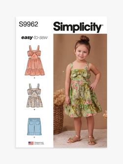 Simplicity Girls' Bow Detail Dress Top and Shorts Sewing Pattern, S9962, Multi