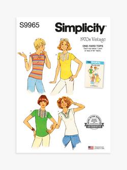 Simplicity Misses' 1970s Vintage Pullover Tops Sewing Pattern, S9965, Multi