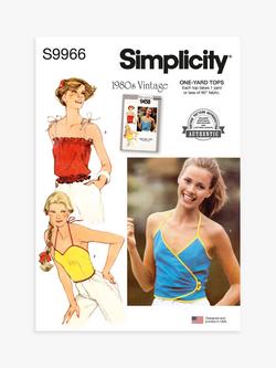Simplicity Misses' 1980s Vintage Tops Sewing Pattern, S9966, Multi