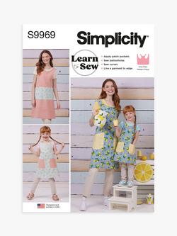 Simplicity Misses and Children's Reversible Aprons Sewing Pattern, S9969, Multi