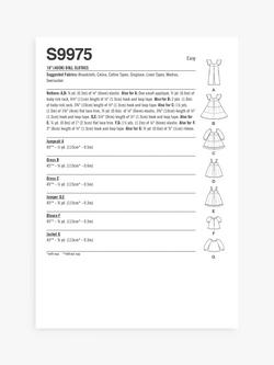 Simplicity 46cm Doll Clothes Sewing Pattern, S9975 - view 2, Multi