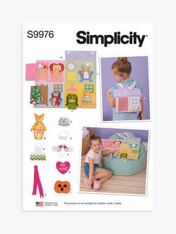Simplicity Doll House Backpack with Bear Sewing Pattern, S9976, Multi