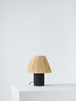 John Lewis Mini Raffia Table Lamp, Black/Natural - view 2, 