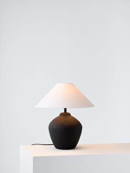 John Lewis Paper Mâché Table Lamp with Tapered Shade, Black