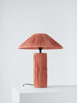 John Lewis Raffia Table Lamp - view 2, Red