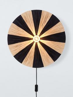 John Lewis Raffia Wall Light, Black/Natural, Black/Natural