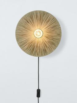 John Lewis Raffia Wall Light, Green