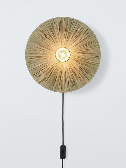 John Lewis Raffia Wall Light, Green