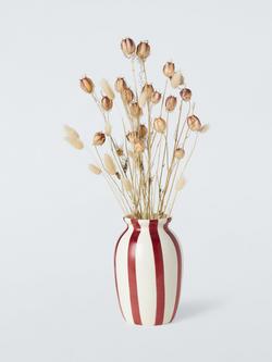 John Lewis Hand Painted Striped Stoneware Vase, H18cm - view 2, Red