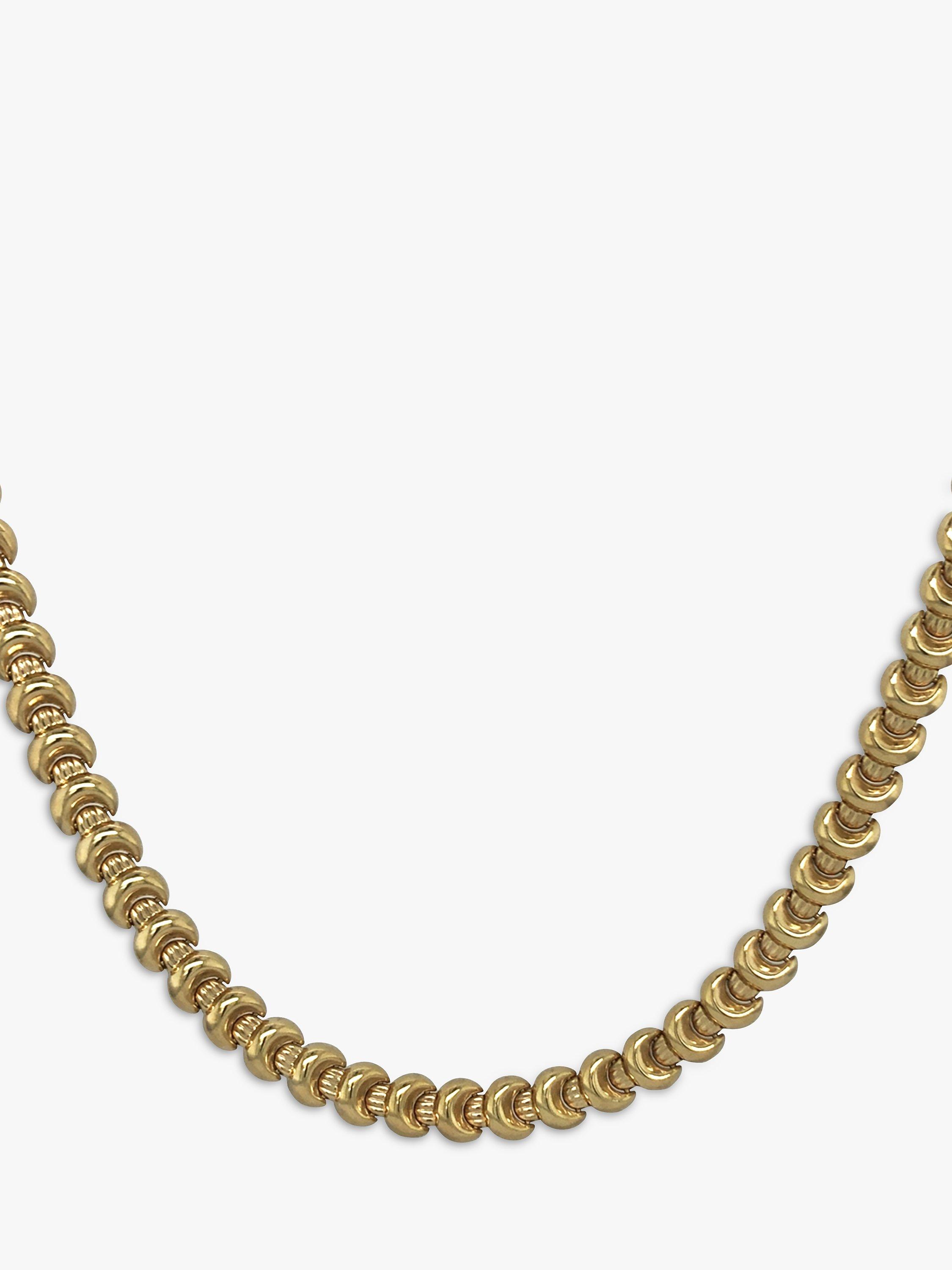 Product image 1 of 5, which shows Vintage Fine Jewellery Pre-Loved 9ct Yellow Gold Crescent Link Collar Necklace, Dated Circa 1980s