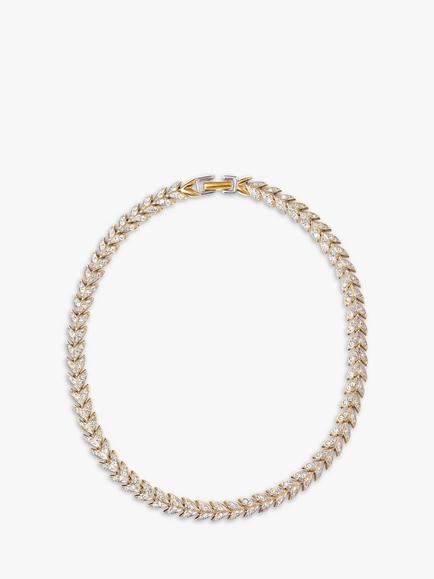 Eclectica Pre-Loved Swarovski Crystal Chevron Collar Necklace, Dated Circa 1980s, Gold